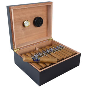 Chalet Black Humidor with Humidifier and Hygrometer CHLTBK